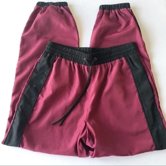 LPA Womens Black Burgundy Gino Track Jogger Lightweight Windbreaker Pant Size S - Picture 3 of 8